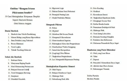 outline buku berpikir ala sherlock holmes